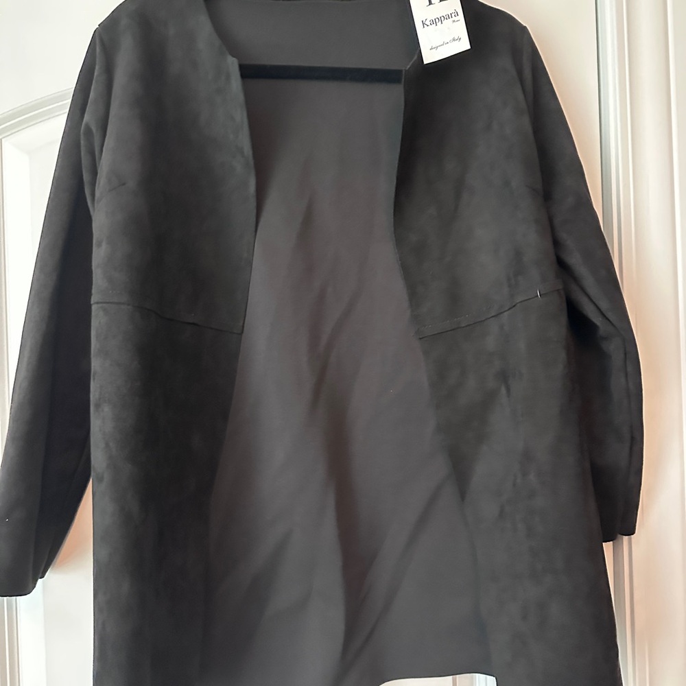 NWT Designed in Italy, Kappara Women's Charcoal Open-Front Blazer Jacket